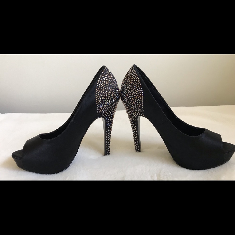Steve Madden satin rhinestone heels